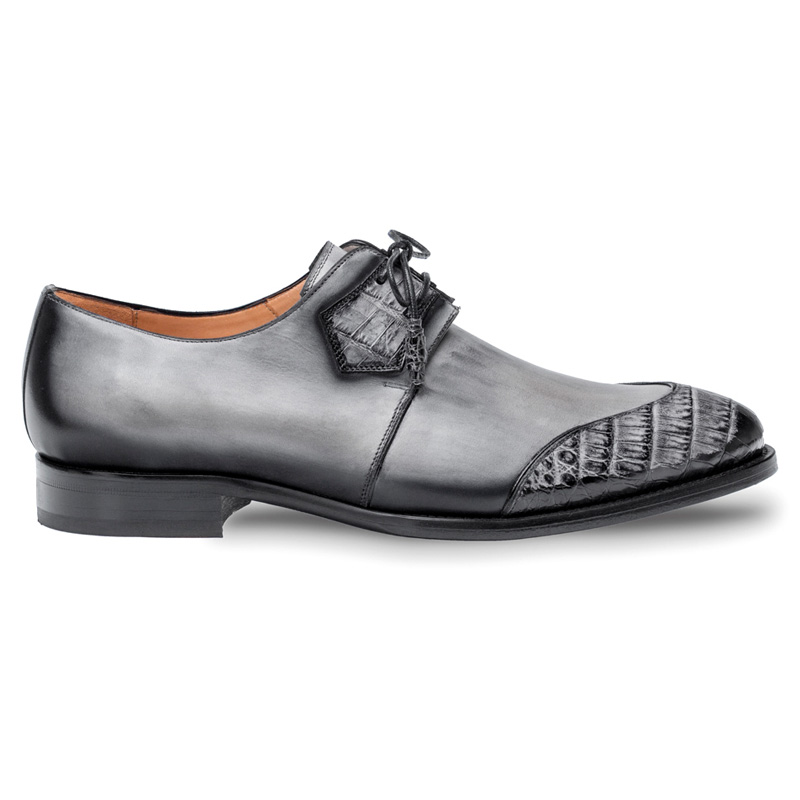 Mezlan Boyd Crocodile Calfskin Shoes Grey Black Image