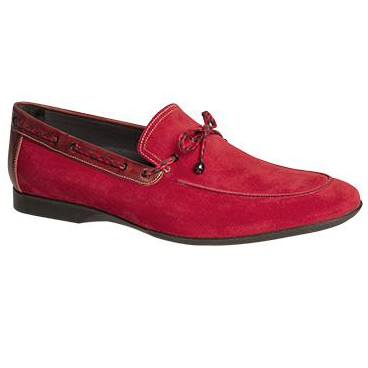 Mezlan Campin Suede Twist Tie Loafers Red Image