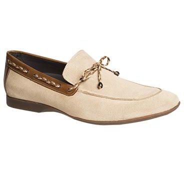 Mezlan Campin Suede Twist Tie Loafers Taupe / Tan Image
