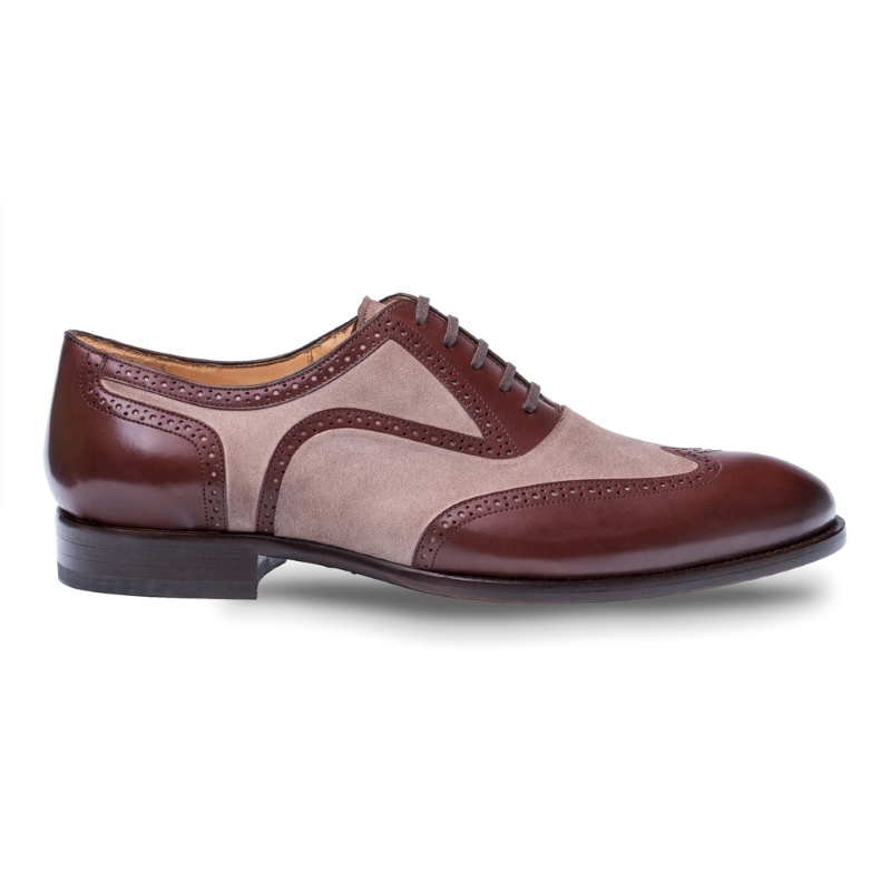 Mezlan Cantone Wingtip Shoes Brown / Taupe Image