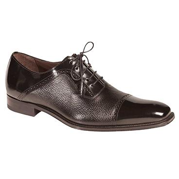 Mezlan Durham Deerskin & Calfskin Cap Toe Shoes Black Image