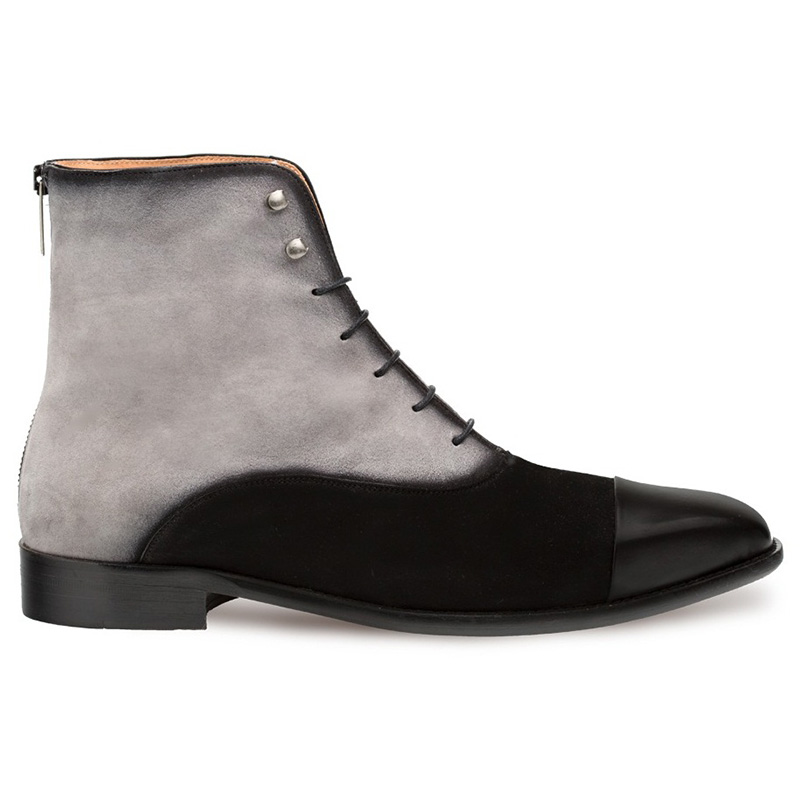 Mezlan Harlem Calfskin Suede Lace-up Boots Black Grey Image