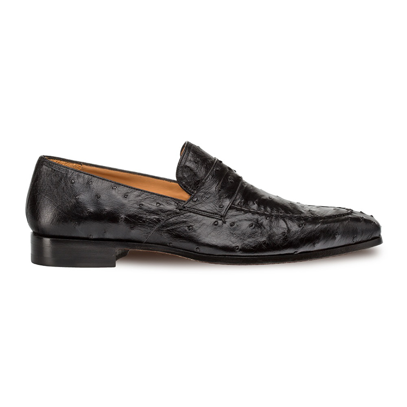 Mezlan Lisbon Ostrich Quill Penny Loafers Black Image