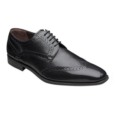 Mezlan Ponce Deerskin & Calfskin Wingtip Shoes Black Image