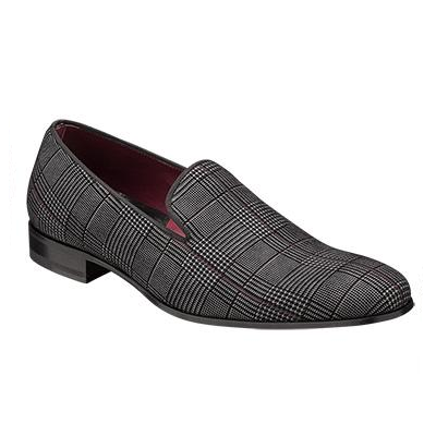 Mezlan Prizzi Check Printed Suede Loafers Black Image