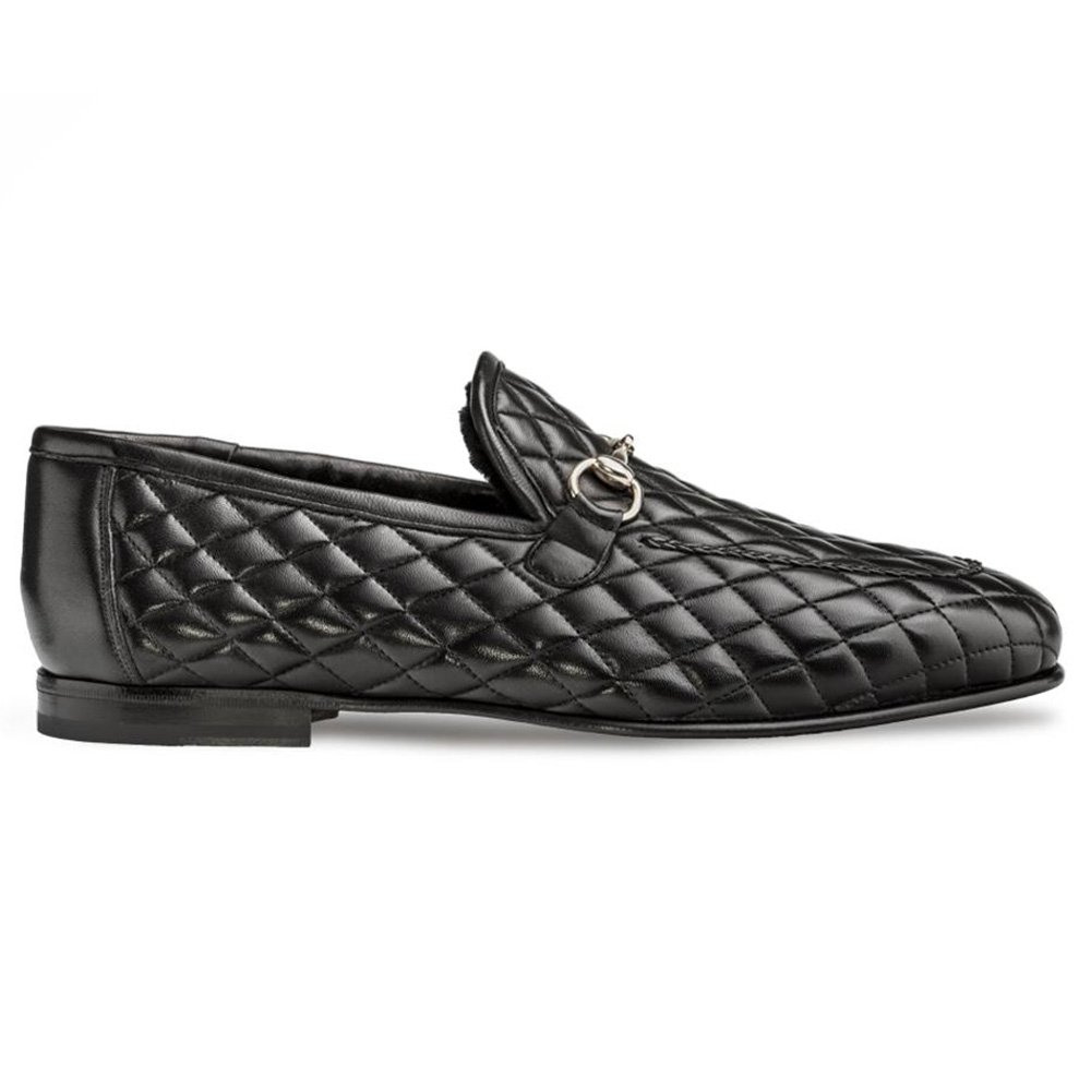 Mezlan Quilted Leather Loafers Black Image