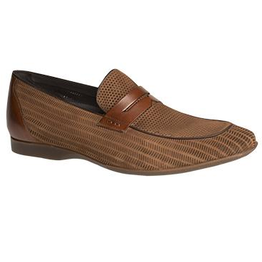 Mezlan Rogier Perforated Suede Penny Loafers Sport Image