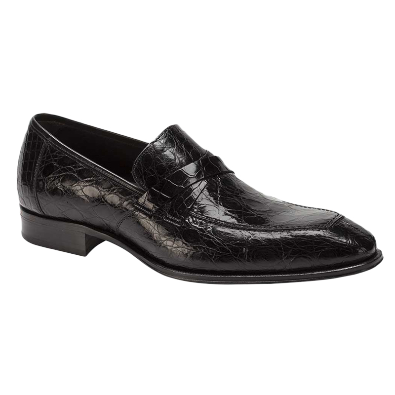 Mezlan Sierpes Crocodile Calfskin Shoes Black Image