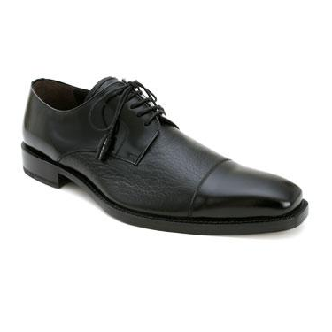 Mezlan Soka Calfskin & Deerskin Cap Toe Shoes Black Image