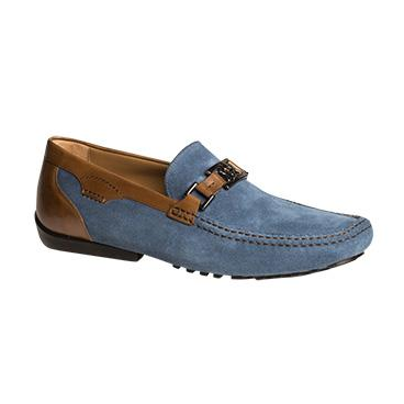 Mezlan Taddeo Oiled Suede Bit Driving Shoes Blue / Tan Image