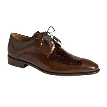 Mezlan Toledo Ostrich & Calfskin Derby Shoes Brown Image