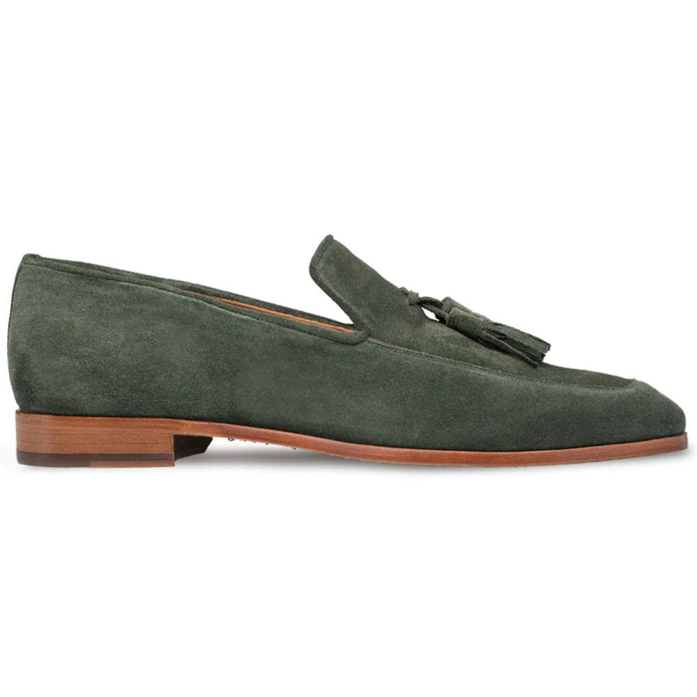 Mezlan Unstructured Suede Loafers Green Image