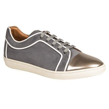 Mezlan Valeri Suede & Metallic Calfskin Sneakers Silver / Gray Image