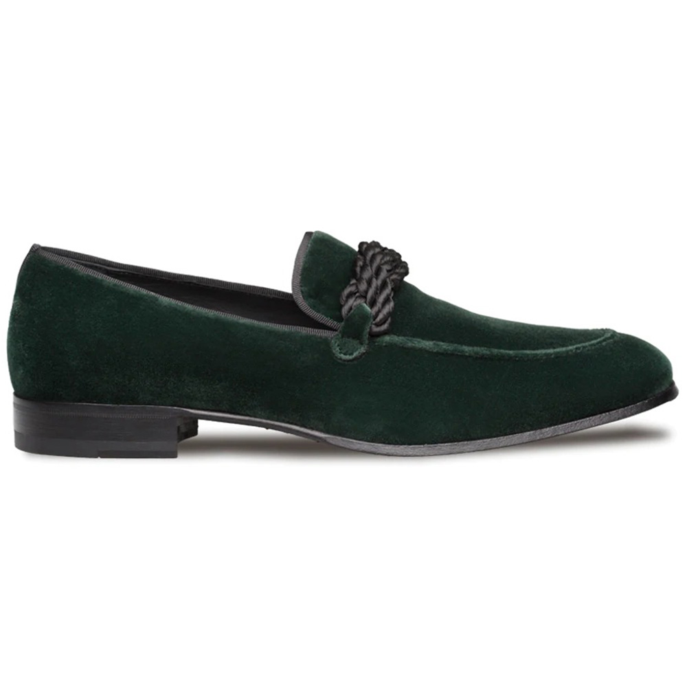 Mezlan Velvet Braided Formal Loafers Green Image