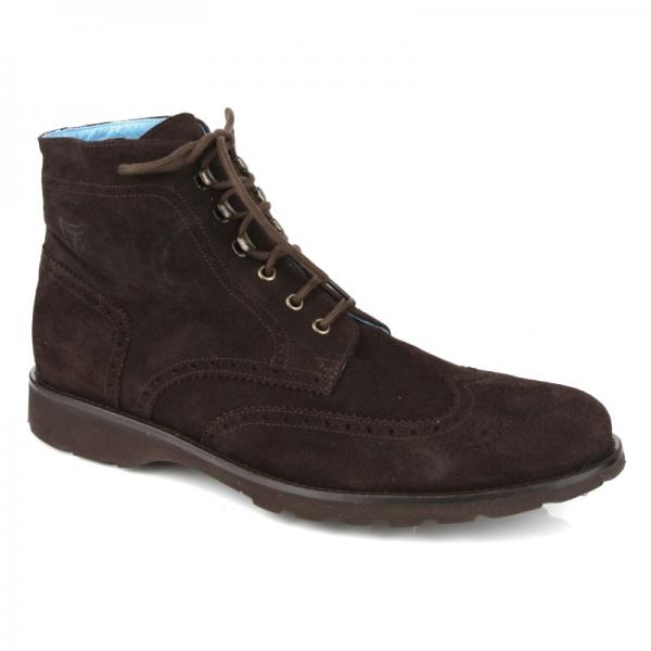 Michael Toschi Albion Suede Wingtip Boots Chocolate Image