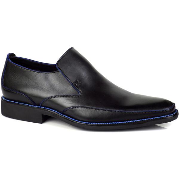 Michael Toschi Caan Loafers Black / Blue Stitch Image