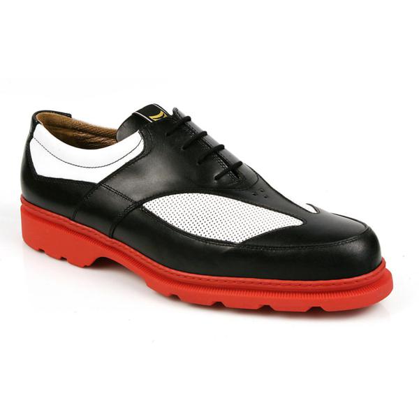 Michael Toschi G3 Golf Shoes Black & White/Red Sole Image