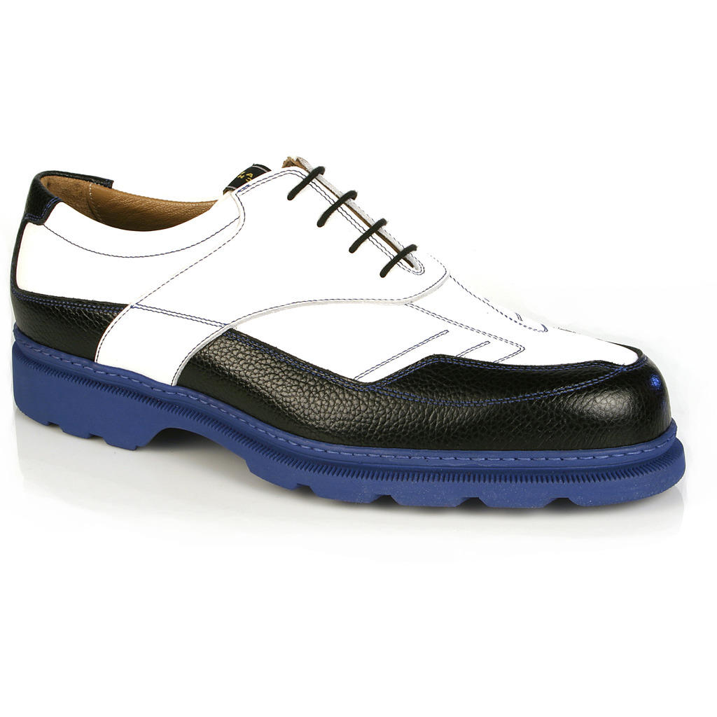 Michael Toschi G4 Golf Shoes White & Black / Blue Sole Image