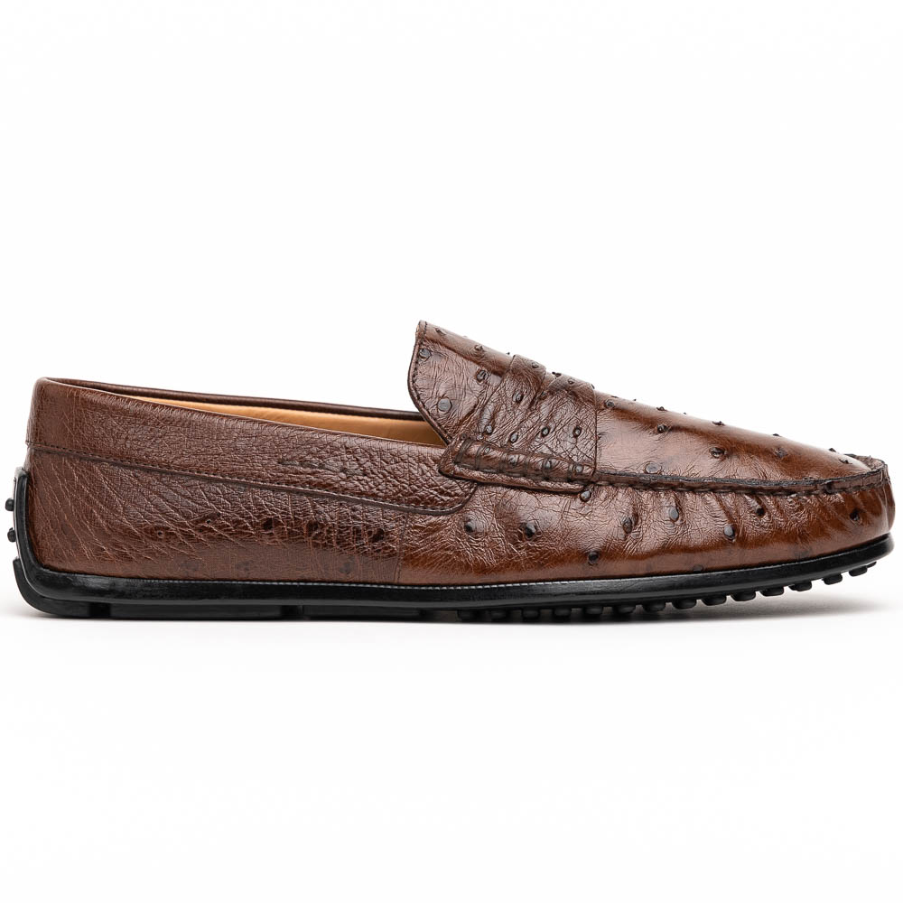 Zelli Monza Ostrich Quill Driving Loafers Brown Image