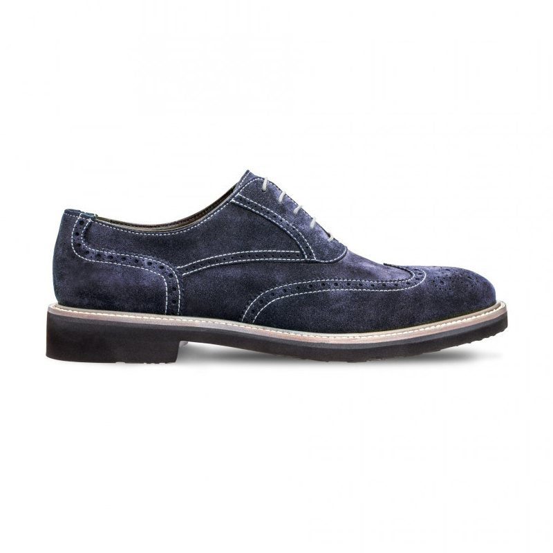 Moreschi 042382BBS Suede Leather Oxfords Blue (SPECIAL ORDER) Image