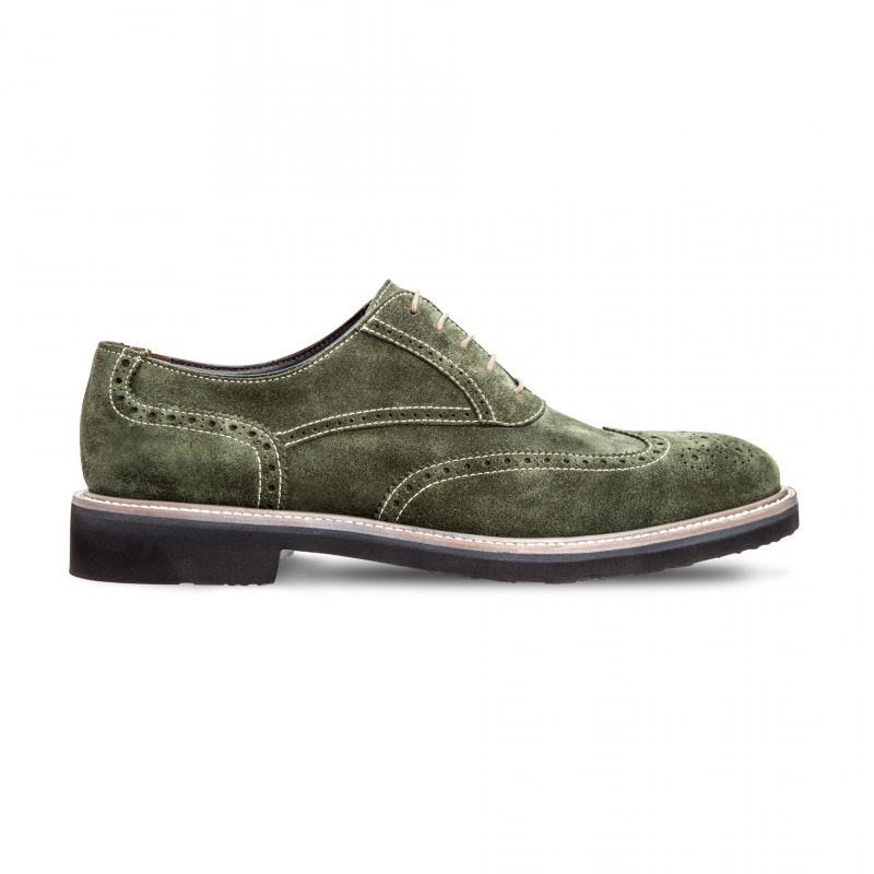 Moreschi 042382BVS Suede Leather Oxfords Green (SPECIAL ORDER) Image