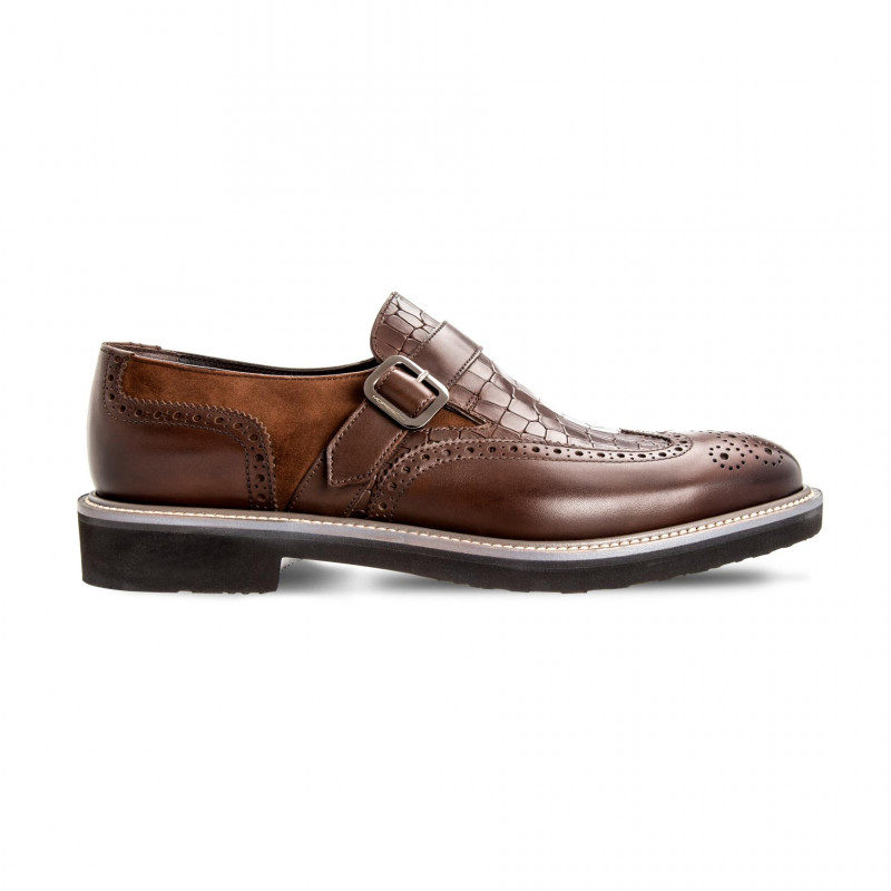 Moreschi 042498A Multi-Leather Monk Shoes Dark Brown (SPECIAL ORDER) Image