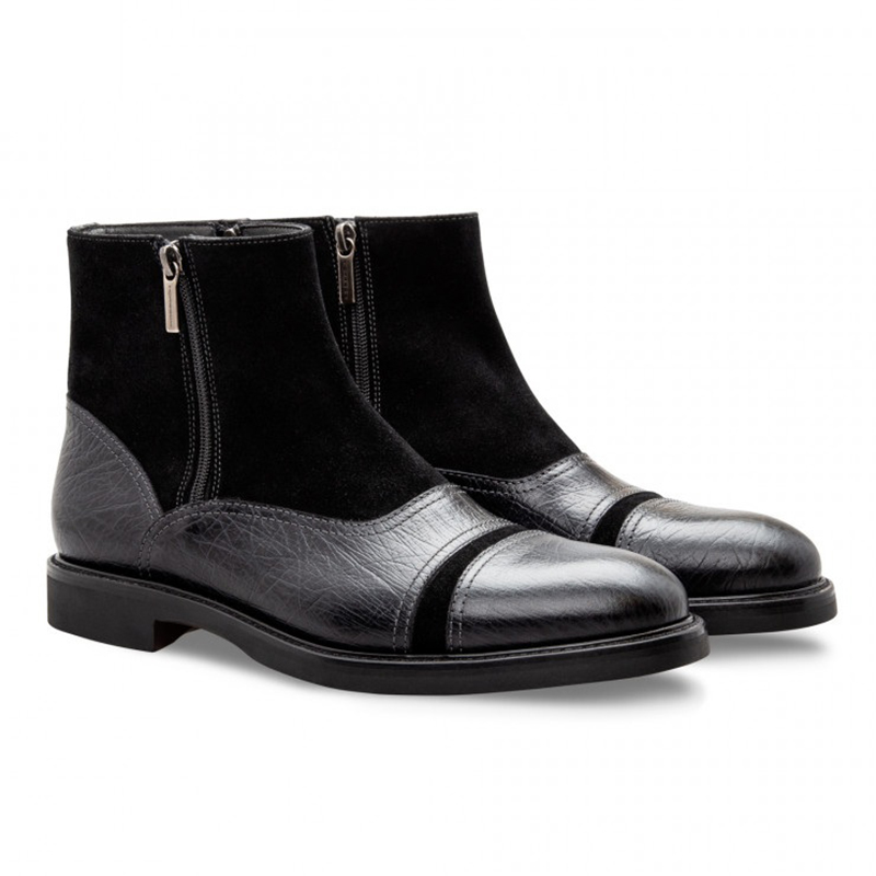 Moreschi 043196 Calfskin and Suede Boots Black Image