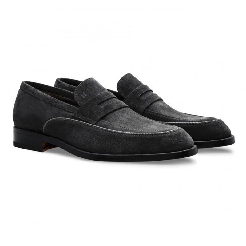 Moreschi 043199S Suede Loafer Shoes Black Image