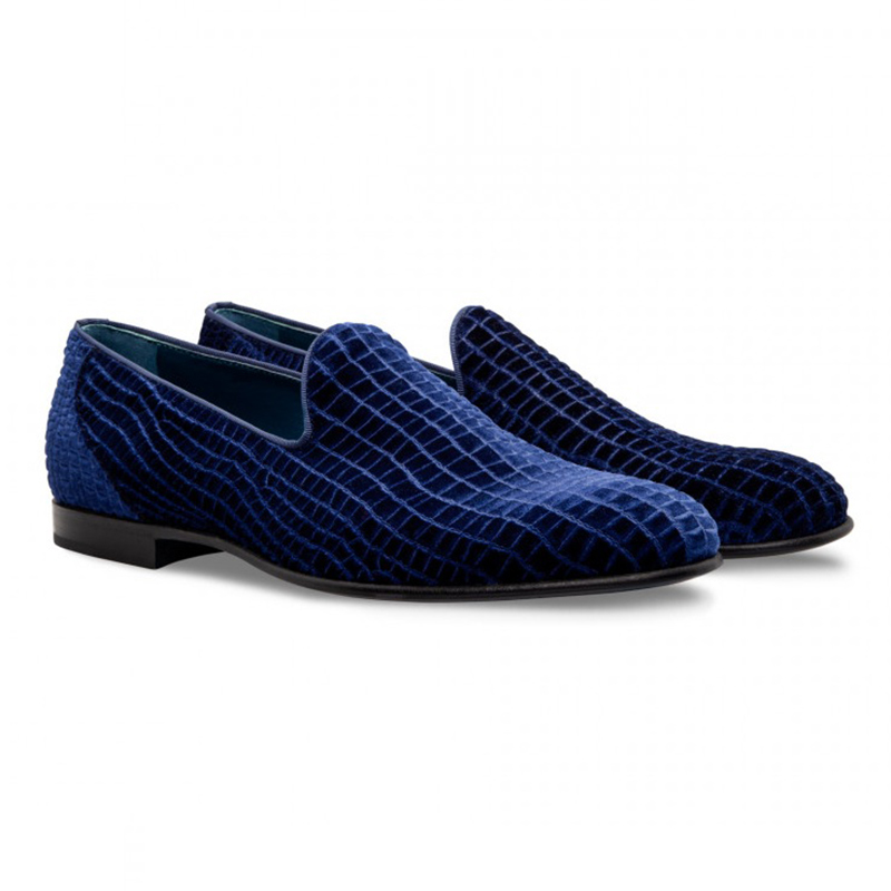 Moreschi 043209 Velvet Slip-on Shoes Light Blue Image