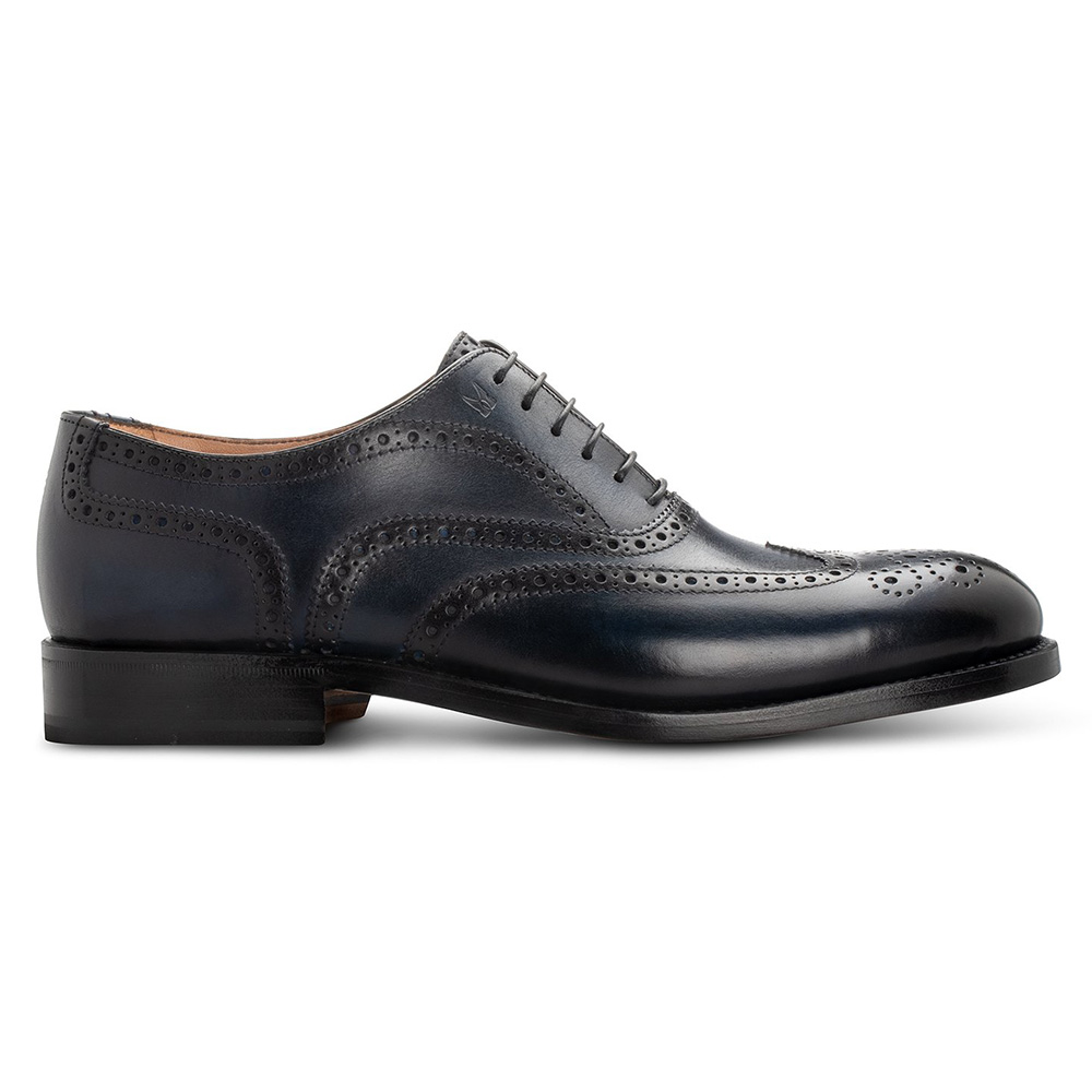 Moreschi 044001C Leather Oxford Shoes Navy Blue Image