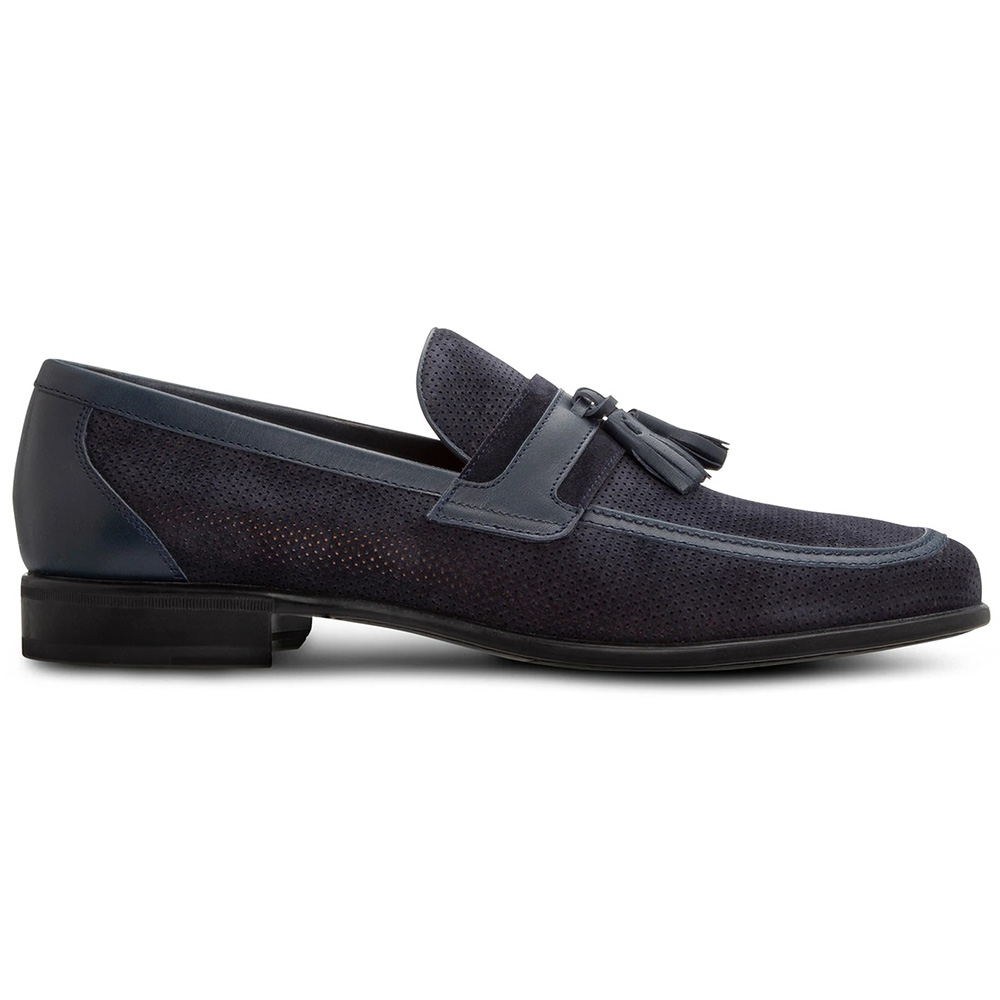 Moreschi 044059A-BS Perforated Suede Loafers Blue Image