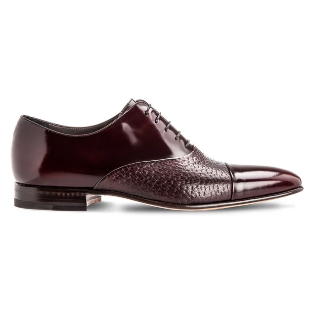 Moreschi Digione Peccary & Calfskin Cap Toe Shoes Burgundy Image