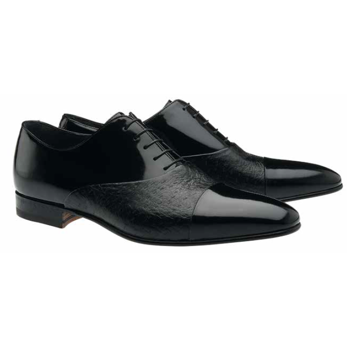 Moreschi Peccary and Calfskin Cap Toe Dress Shoes Black Image