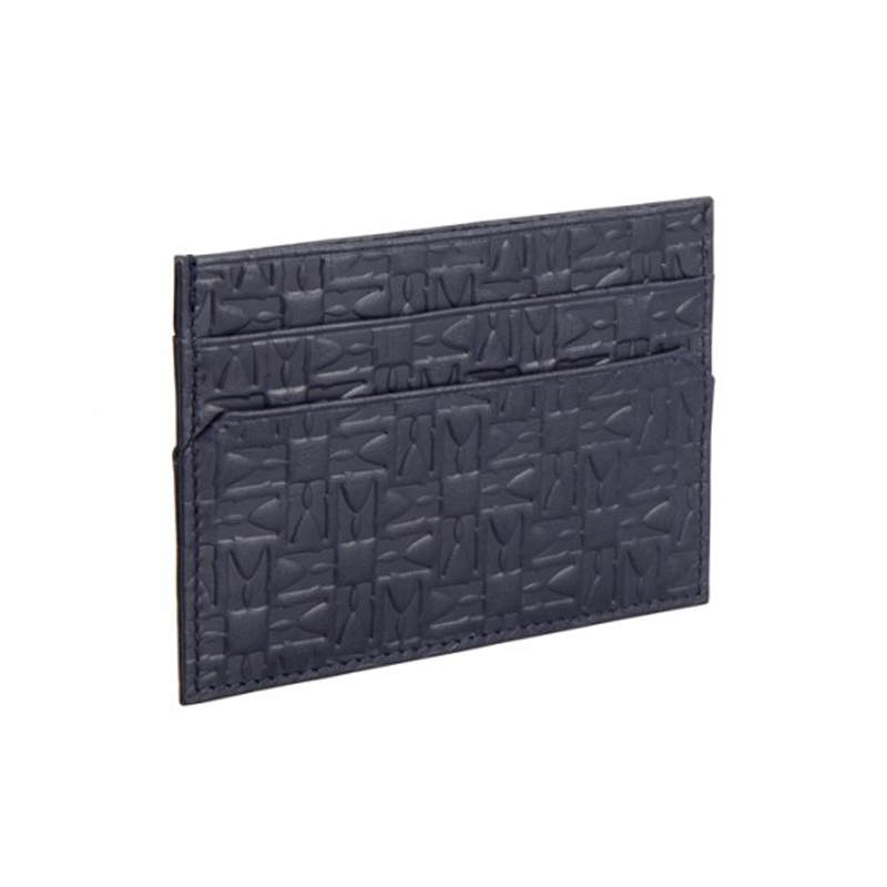 Moreschi Leather Embossed Credit Card Holder Dark Blue Image