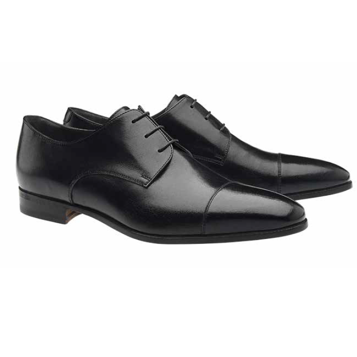 Moreschi Lipsia Buffalo Leather Cap Toe Shoes Black Image
