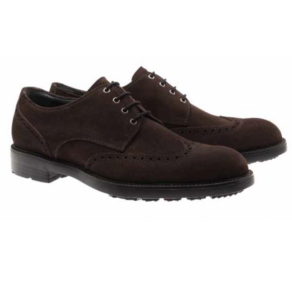 Moreschi Malmo Suede Wing Tip Shoes Dark Brown Image