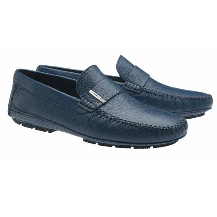 Moreschi Miami Deerskin Driving Loafers Navy (Special Order) Image