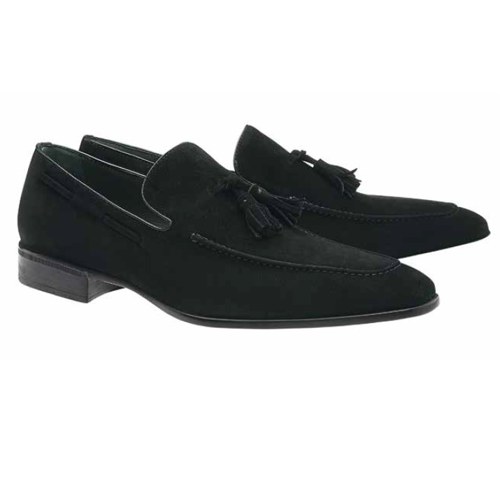 Moreschi Newport Suede Tassel Loafers Black (Special Order) Image