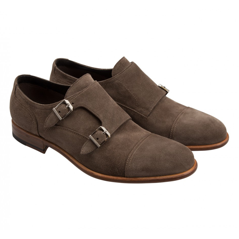 Moreschi 042162A Suede Double Monk Strap Shoes Grey (Taupe) (SPECIAL ORDER) Image