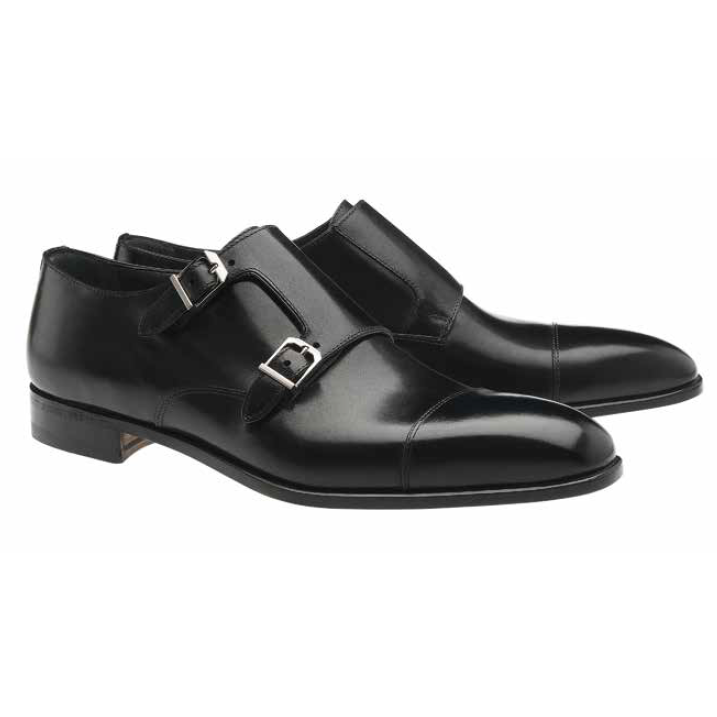 Moreschi Toronto Double Monk Strap Cap Toe Shoes Black Image