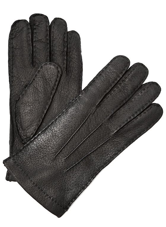 Moreschi Vail Genuine Peccary & Cashmere Gloves Black Image
