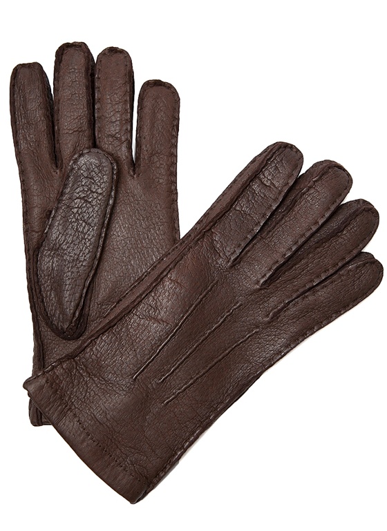 Moreschi Vail Genuine Peccary & Cashmere Gloves Brown Image