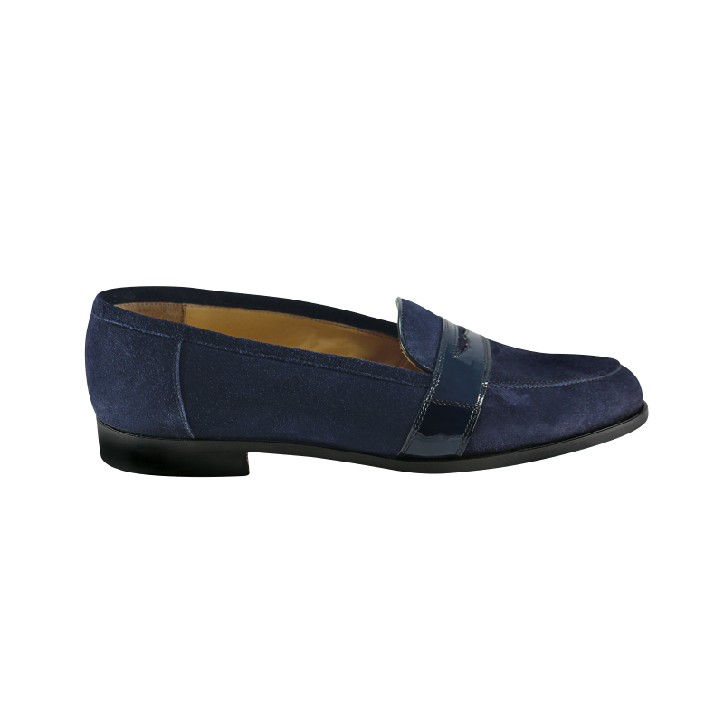 Nettleton New Orleans Suede / Patent Penny Loafers Blue Image