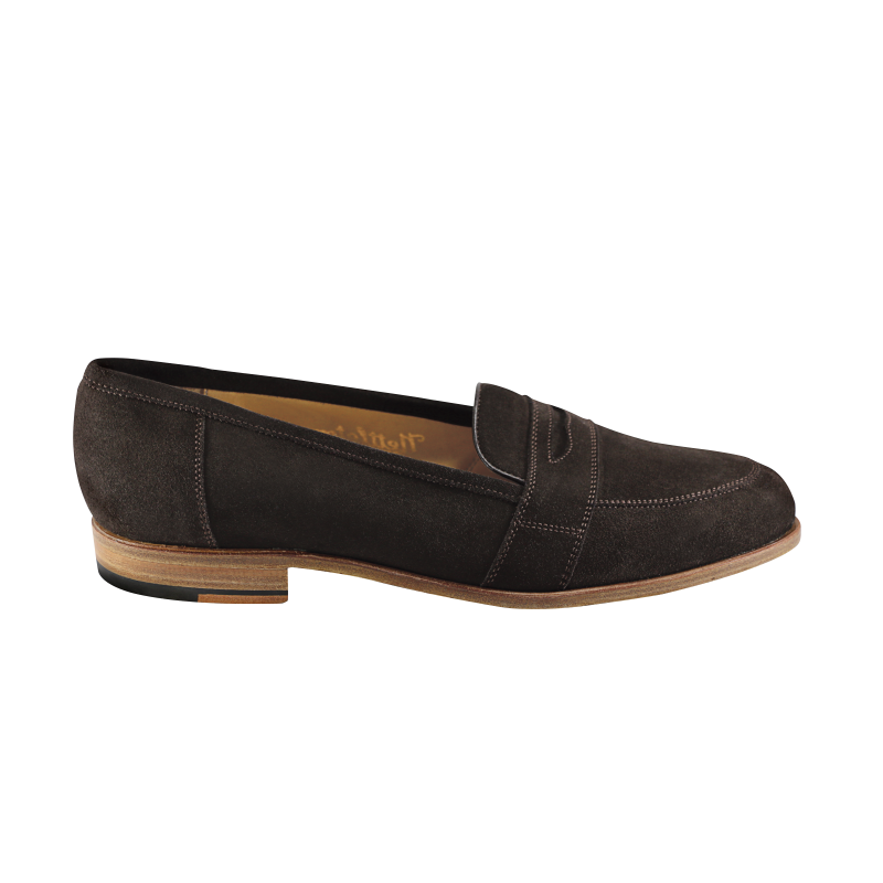 Nettleton New Orleans Suede Penny Loafers Chocolate Brown Image