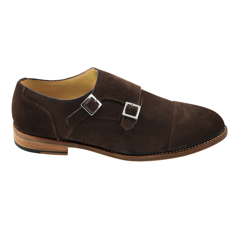 Nettleton Sarasota Suede Double Monk Strap Goodyear Welted Shoes Brown Image