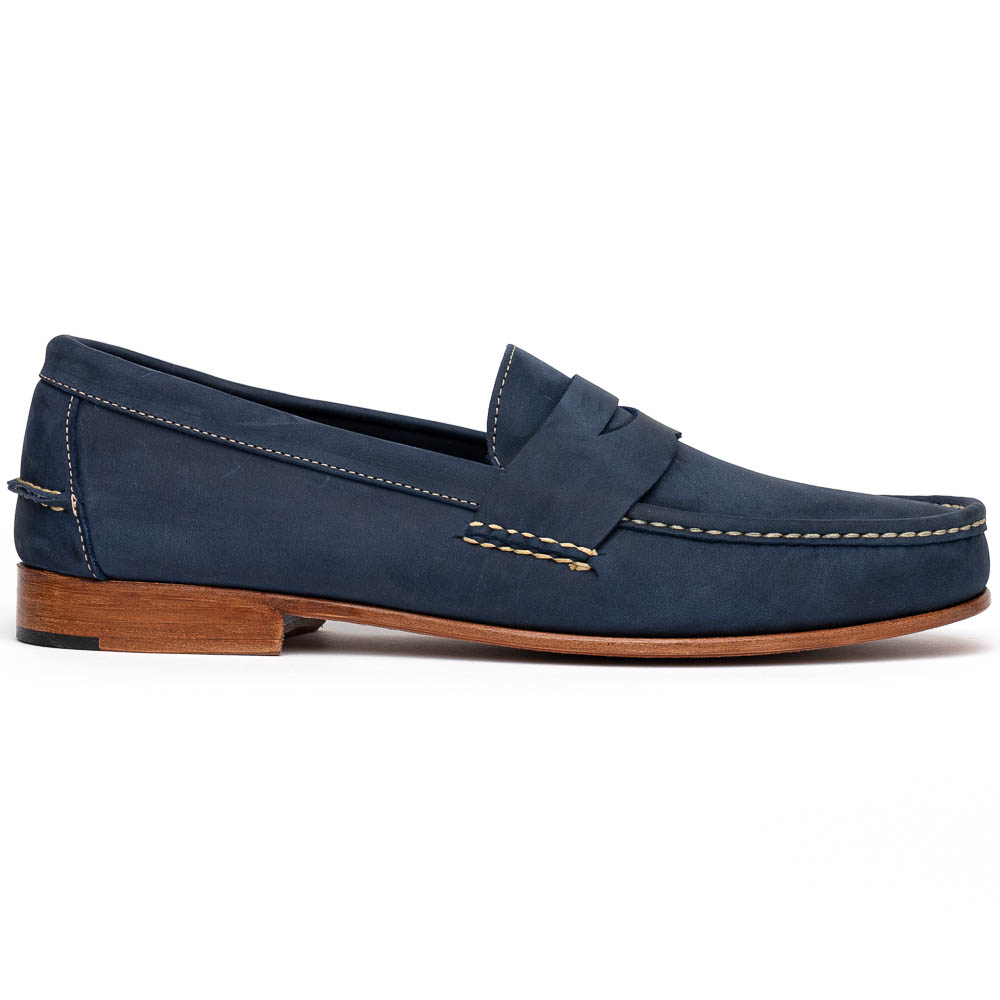 Handsewn Shoe Co. Nubuck Penny Loafers Navy Image