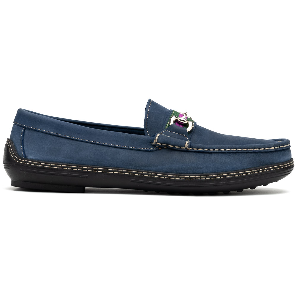 Handsewn Shoe Co. Nubuck Stripe Loafers Navy Image