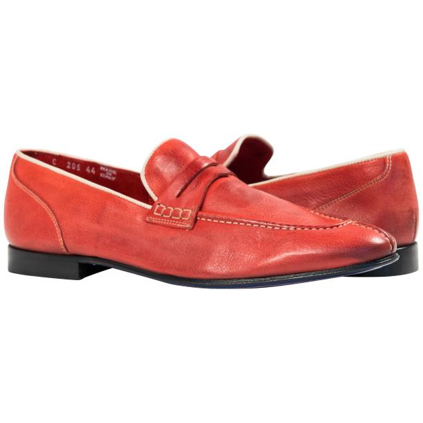 Paolo Shoes Aaron Nappa Penny Loafers Red Image