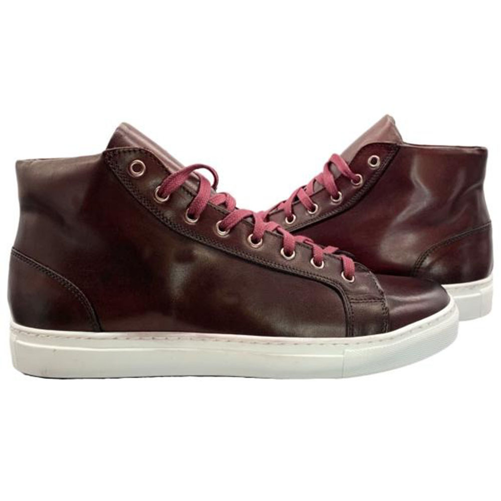 Paolo Shoes Alberto Leather High Top Dress Sneakers Burgundy Image