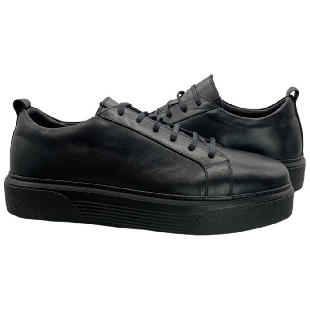 Paolo Shoes Alfonso Low Top Leather Sneakers Black Image